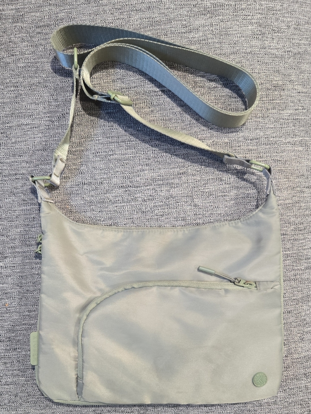 Light Sage Crossbody Bag - Minimal Nylon Shoulder Bag